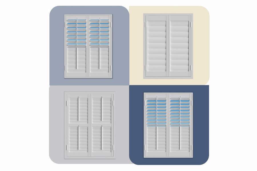 Four images of Polywood shutters from the Shutter Designer